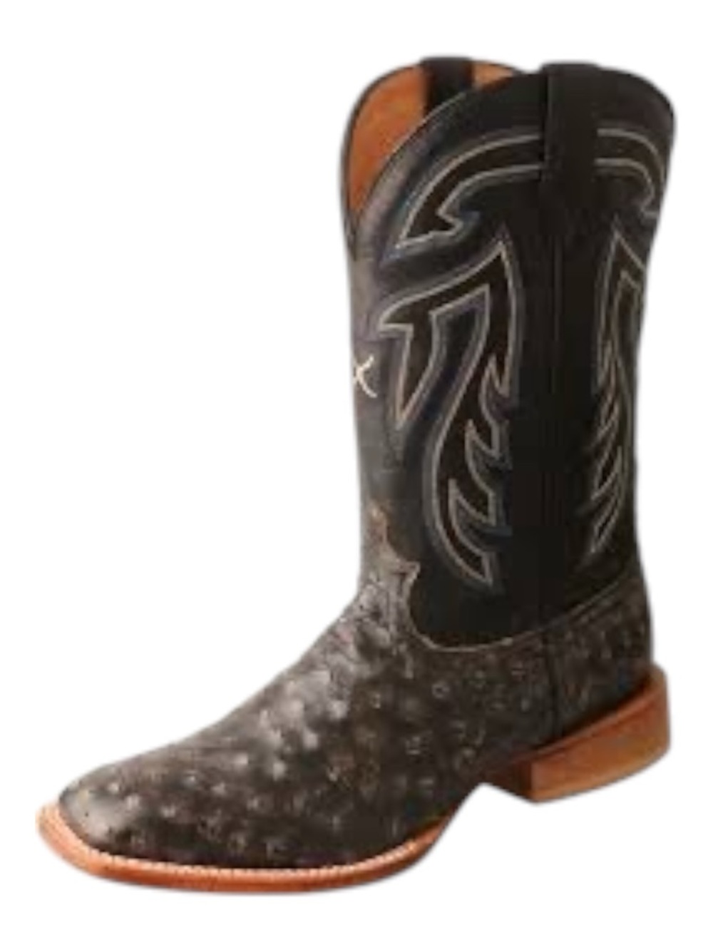 Twisted X Black Shaft with Brown Textured Foot Men's Cowboy Boots